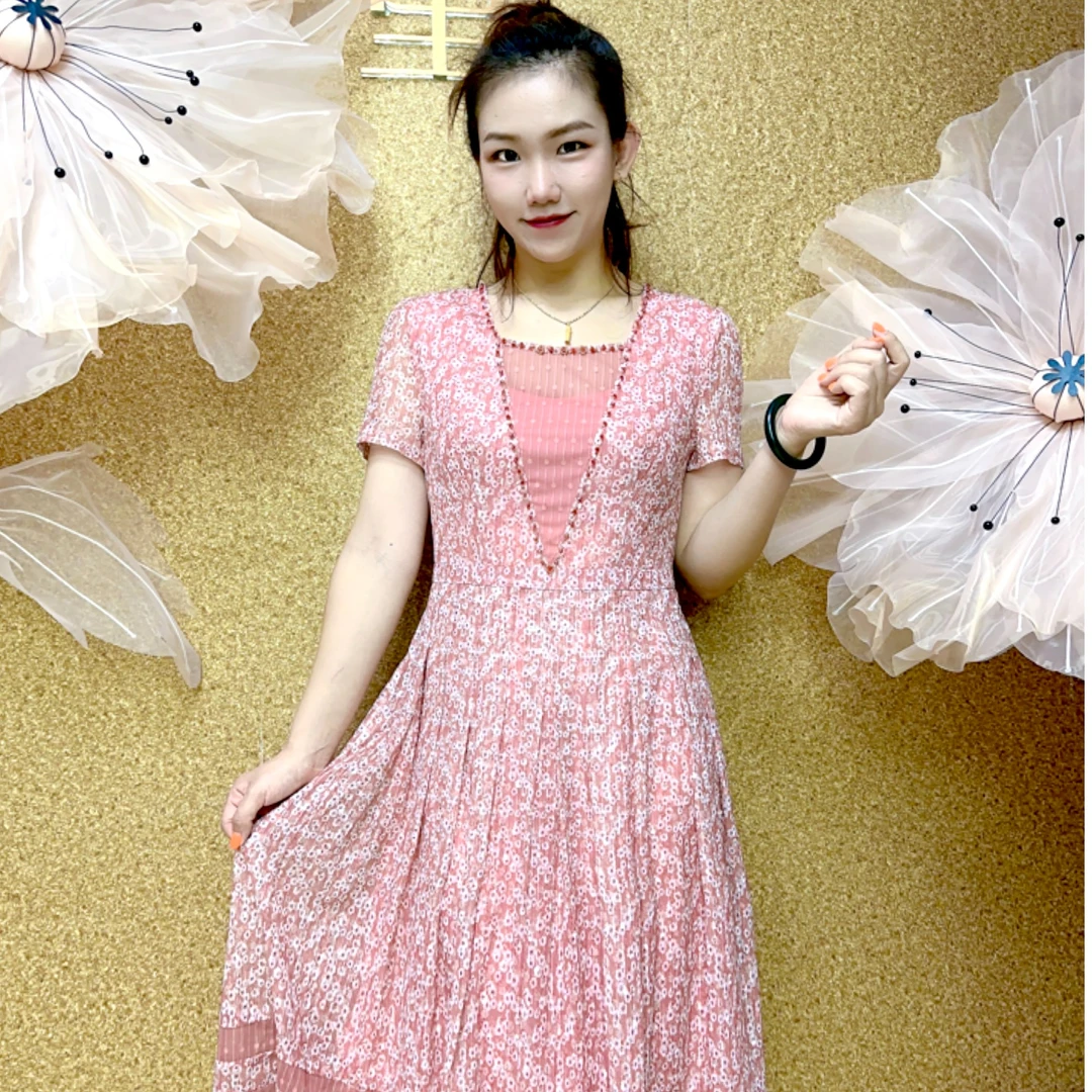 S 1127#优雅气质夏季妈妈装连衣裙