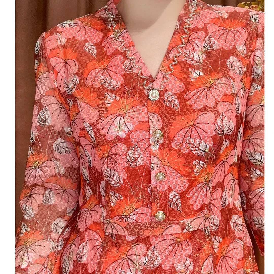 S 1373#优雅气质妈妈装连衣裙