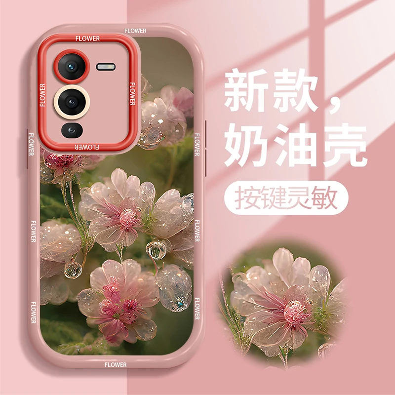 【VIVOS15】手机壳 玻璃花女款手机壳硅胶全包奶油软壳保护壳防摔