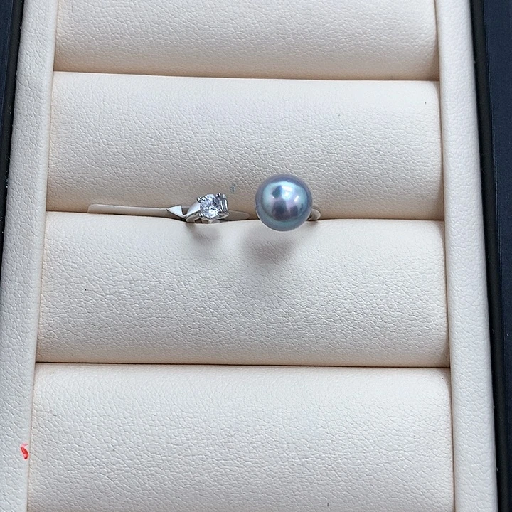 海水珍珠925银真多麻戒指银S925镶嵌