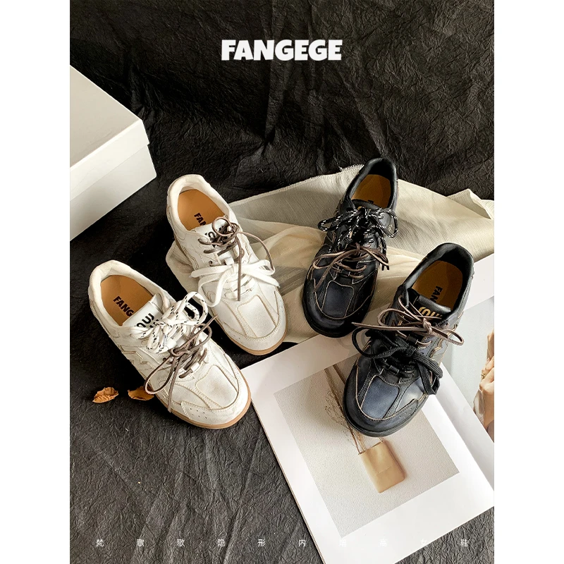 FANGEGE/梵歌歌 7-9cm手工擦色做旧阿甘休闲运动鞋真皮德训鞋女