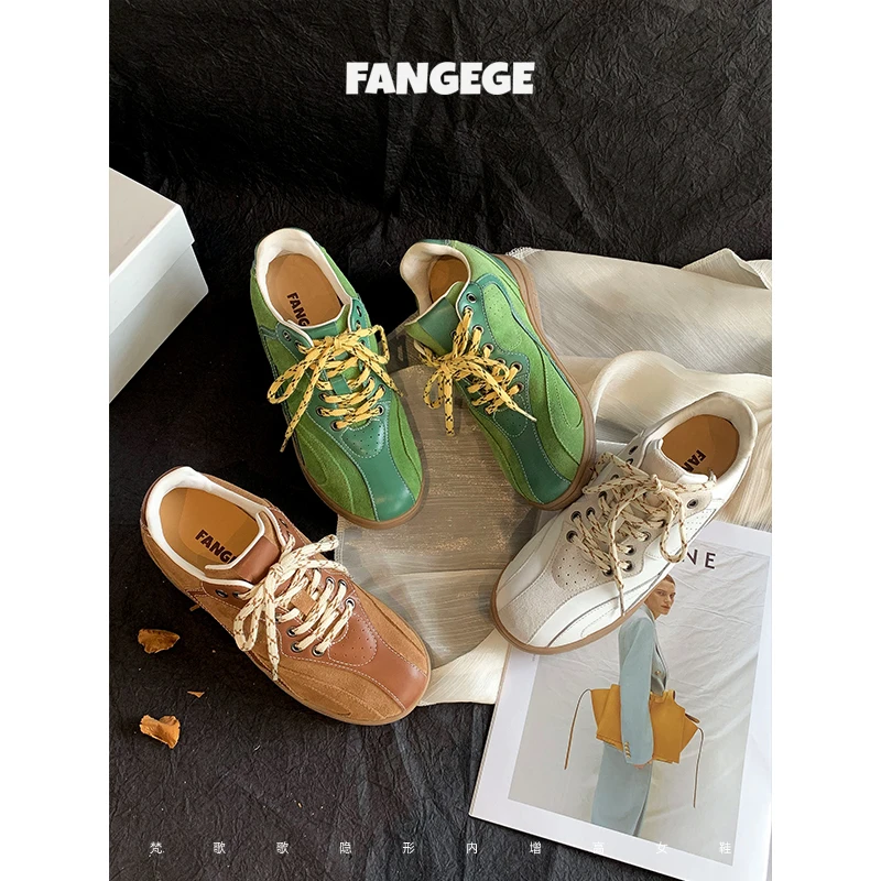 FANGEGE/梵歌歌 7~9cm增高新款小众真皮德迅夏季运动透气休闲球鞋