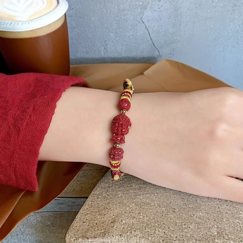 含辰砂工艺品【五台山】2025朱砂手绳本命佛手绳（送珠宝收纳袋）