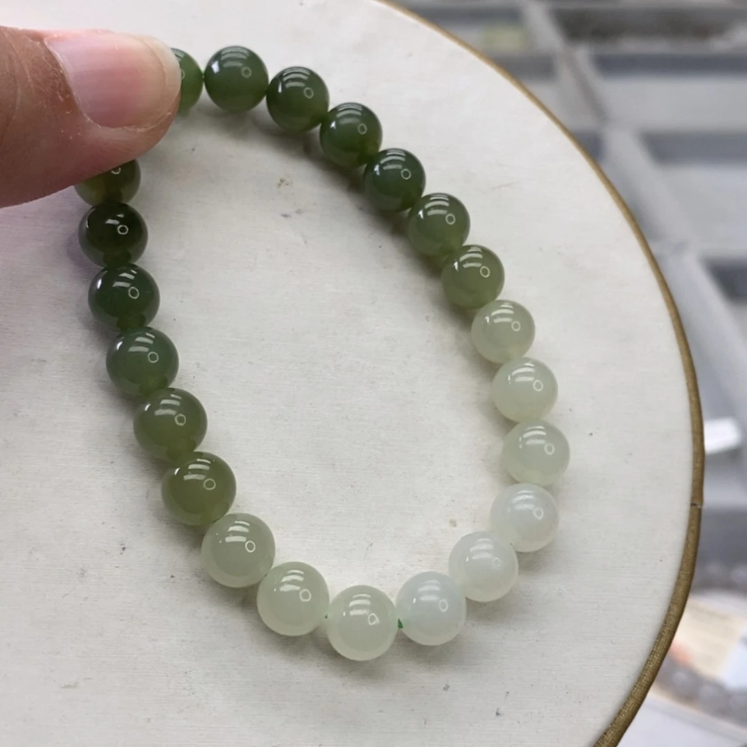 【闪购商品】和田玉手链未镶嵌高冰毕业8晴水渐变