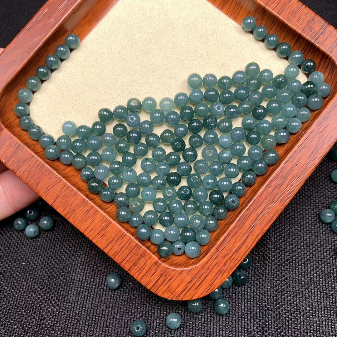 翡翠散珠危料卡5圆珠diy手工手串项链【多样性发货拍一发一】