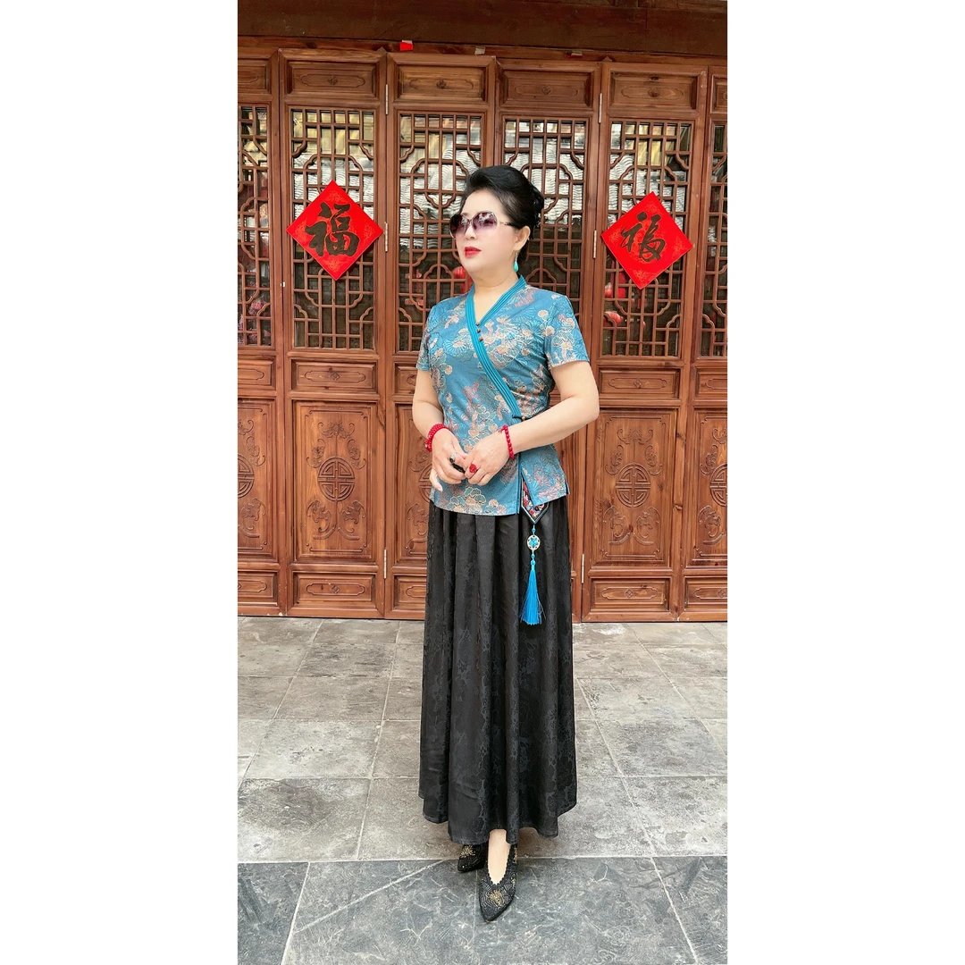 夏季新款银杏叶新中式旗袍上衣显瘦气质时尚提花网红日常民国风