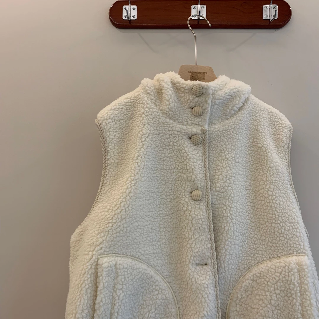 2024冬季新品韩系灯芯绒连帽加厚马甲外套