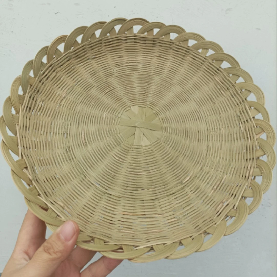 浅款荷花边果盘馒头筐竹编制品