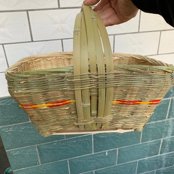 小号竹篮花竹筐子长34/宽23/高24（不算提手）