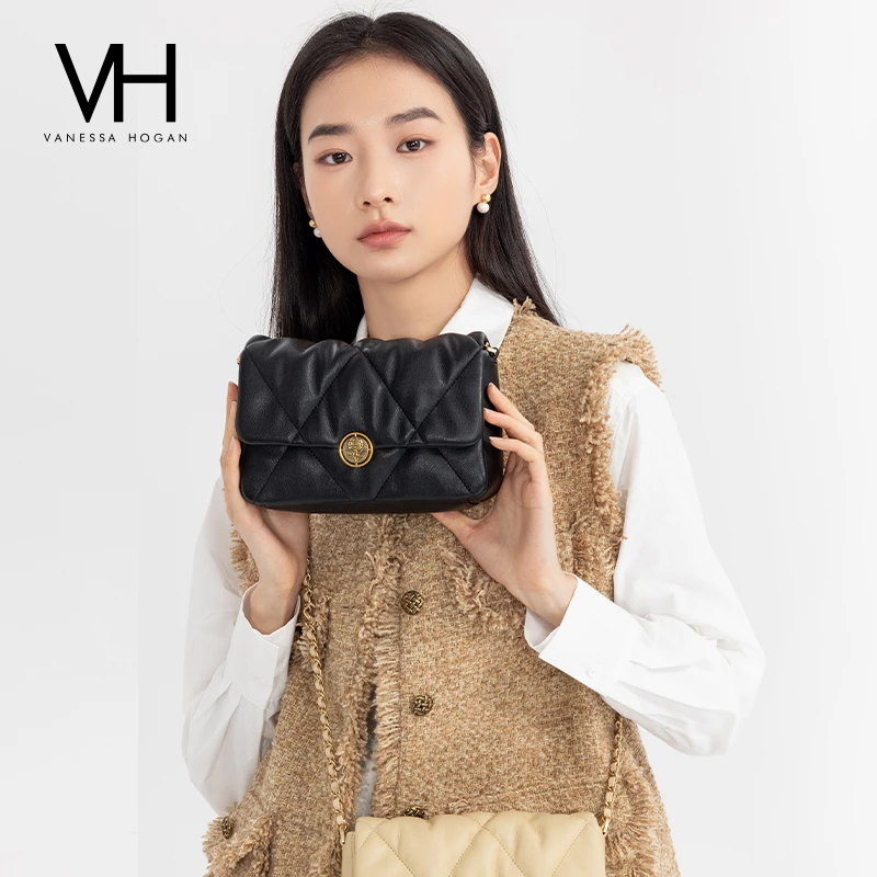 VH女包蓬蓬软包小众轻奢牛皮斜挎包软皮褶皱小香风包包