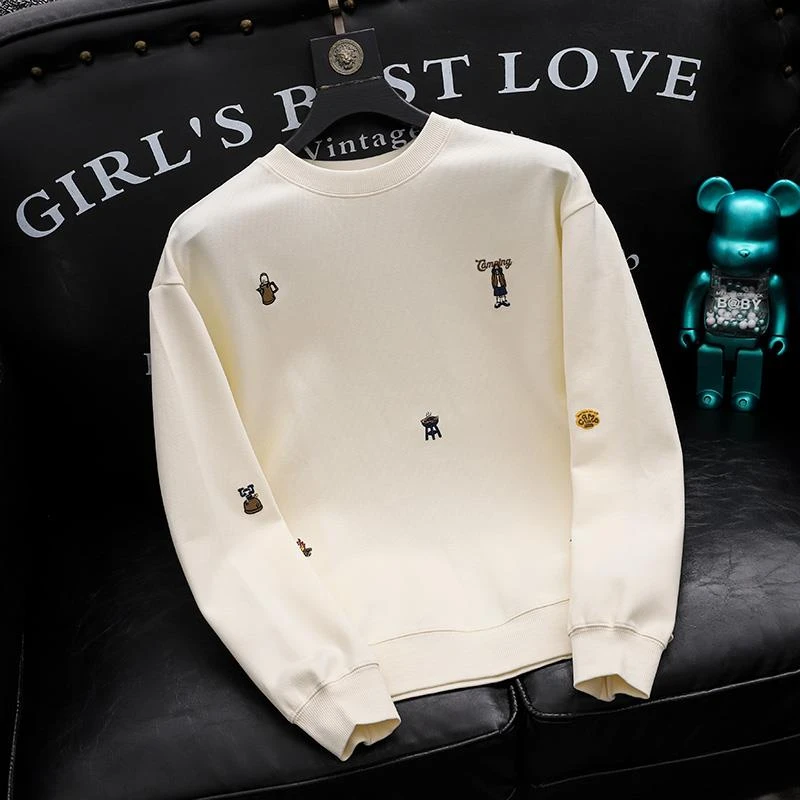 欧货秋季新款高级感潮牌刺绣圆领套头男士卫衣时尚个性百搭帅气潮