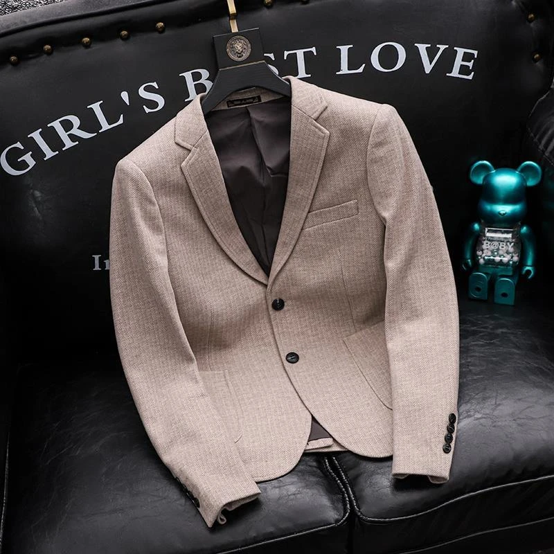 欧货秋冬新款高级感西服男士厚款时尚休闲西装单西便服男士外套潮