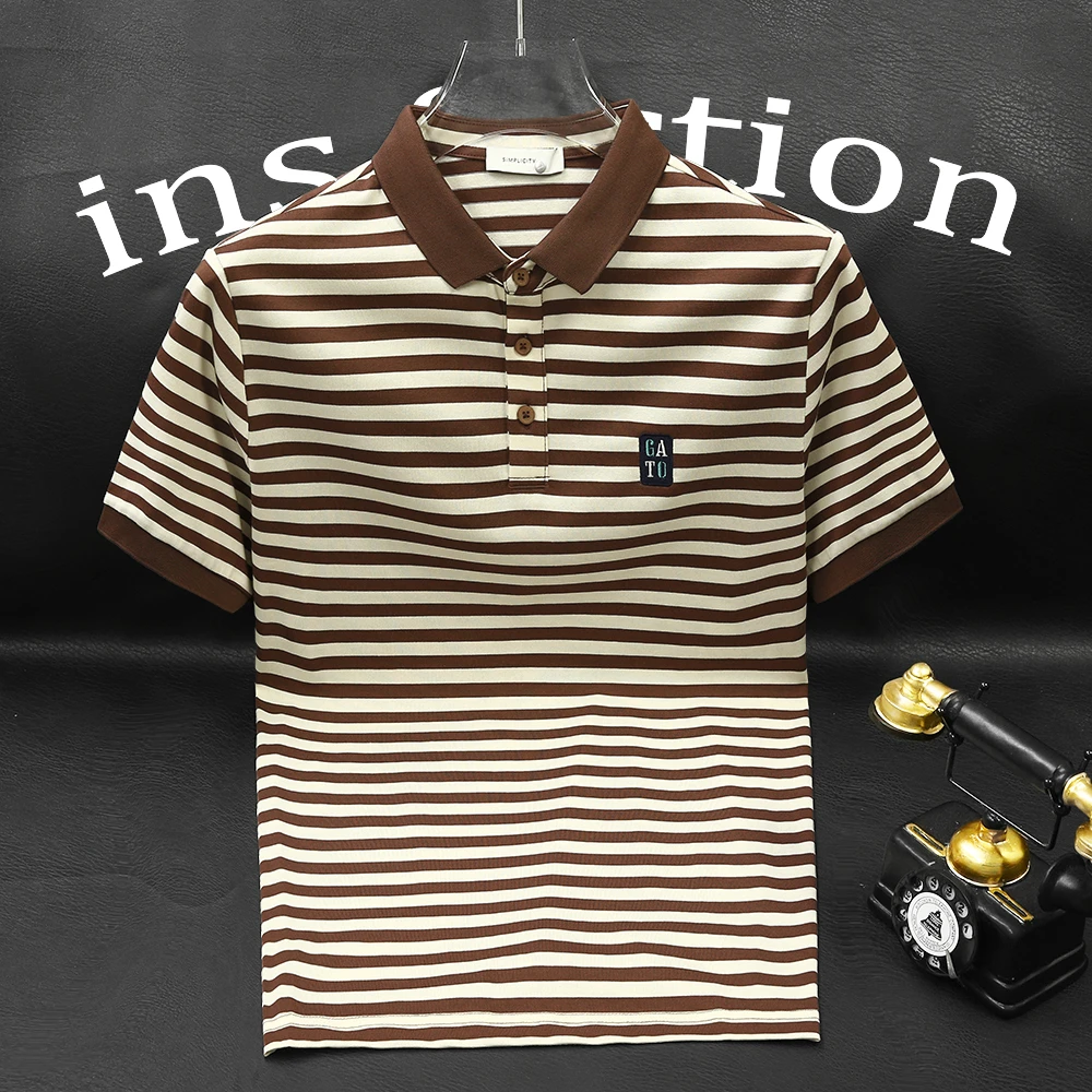 欧货2025夏季高端撞色刺绣修身短袖polo衫男士翻领时尚潮流半袖男