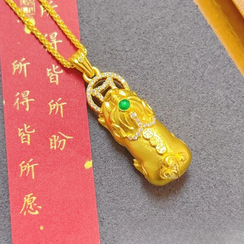 铜合金吊坠 直播同价貔休吊坠项链女时尚气质镶嵌坠链精美