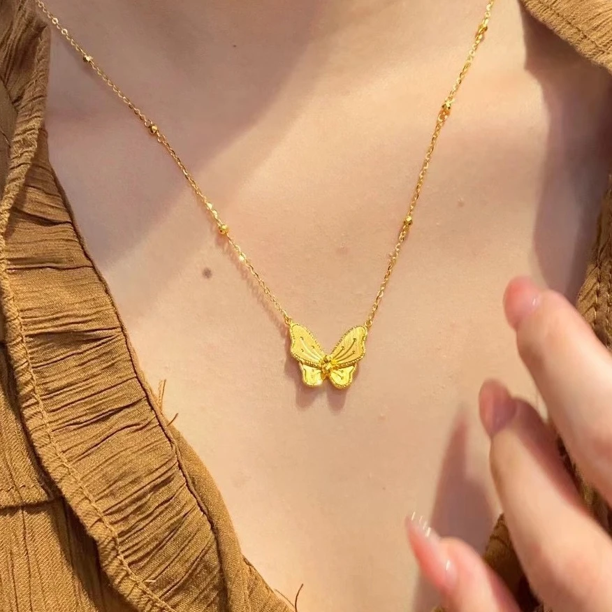 铜合金项链 直播同价周家同款花月佳期梦蝴蝶项链耳钉手链戒指