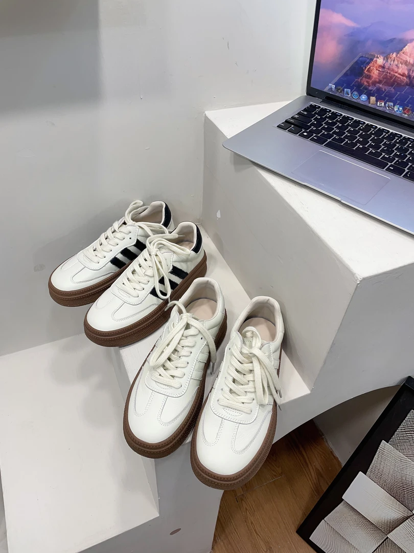 【半刻温柔】1927运动鞋女鞋时尚百搭轻奢厚底增高牛货牛皮德训鞋鞋