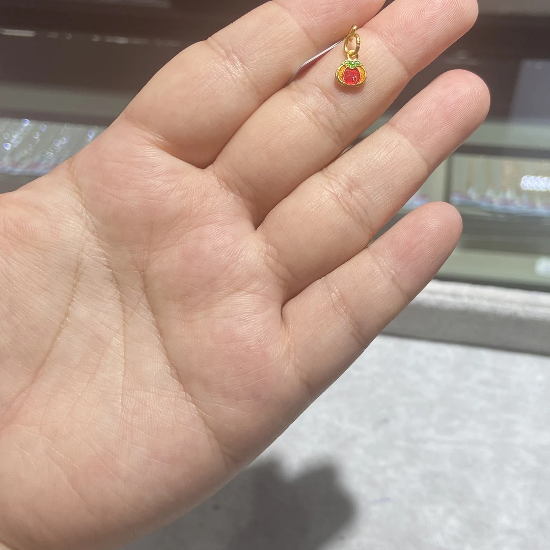 足金999 精品珐琅彩柿子滴溜 0.580