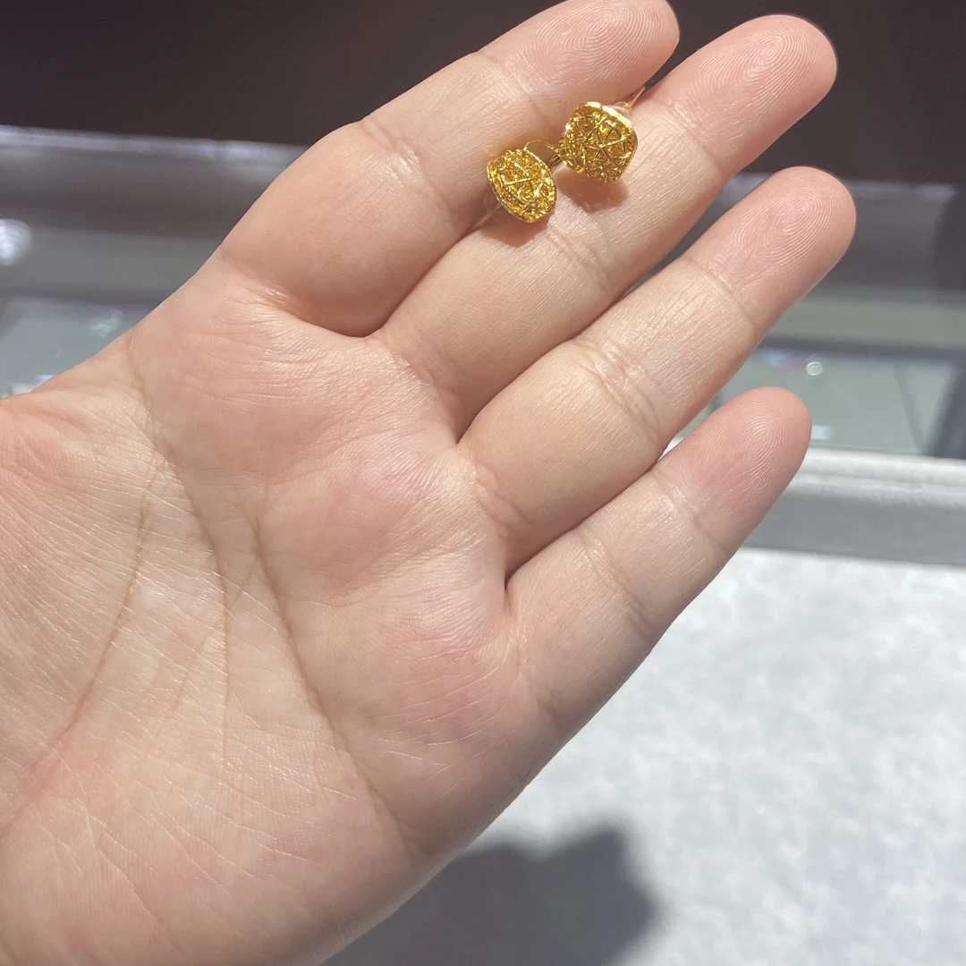 足金999 5G直针方糖耳钉 2.163