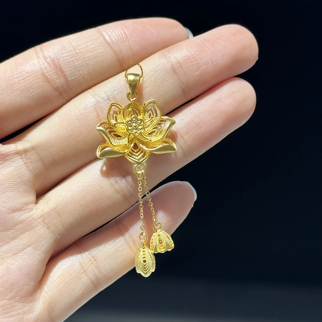 足金999 5G莲花两世欢吊坠 6.418