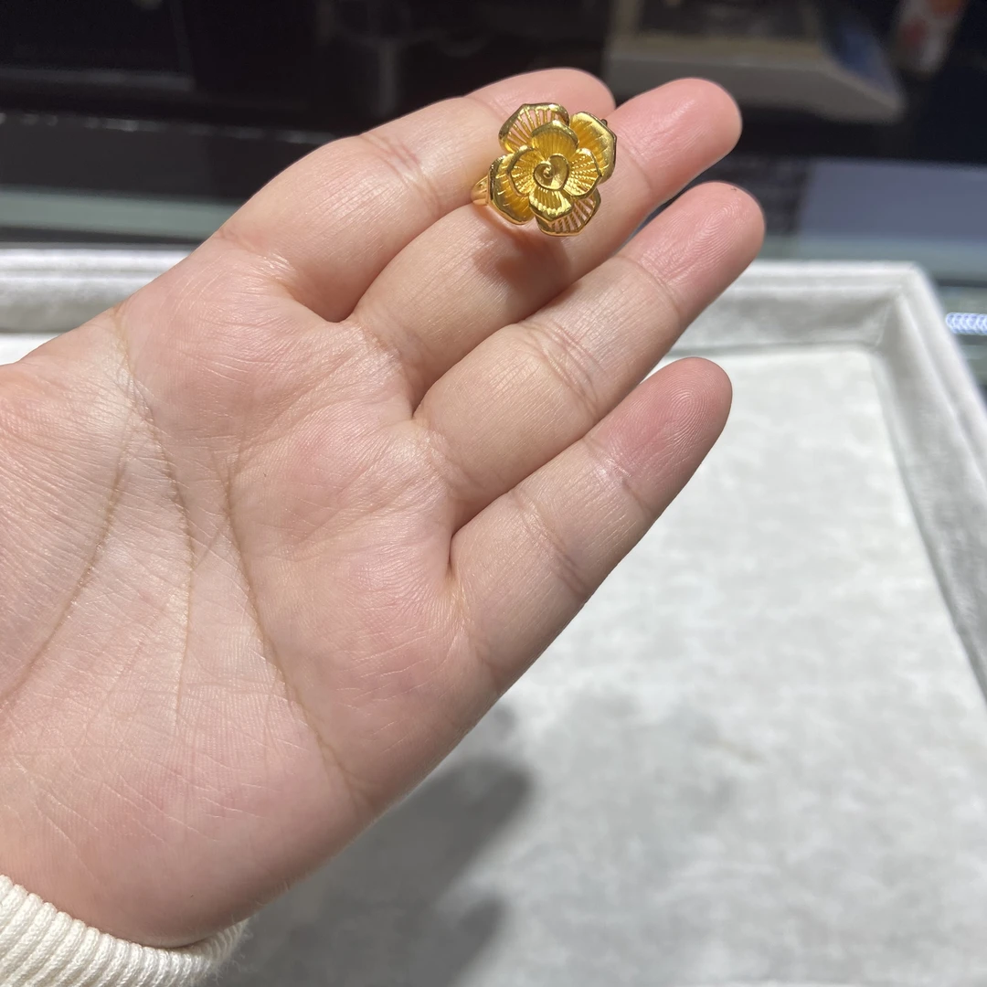 足金999 精品玫瑰花活口戒指 5.301
