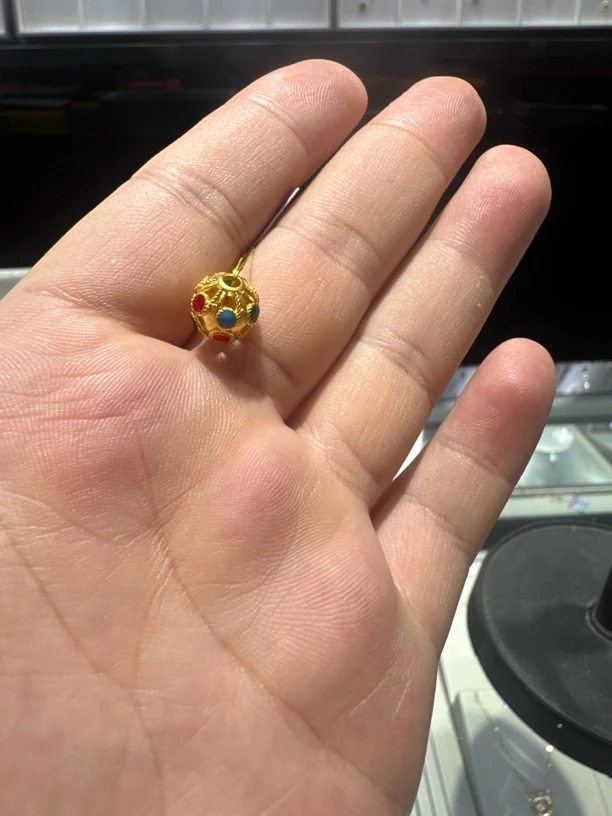 足金999 珐琅彩卡10彩珠2.256