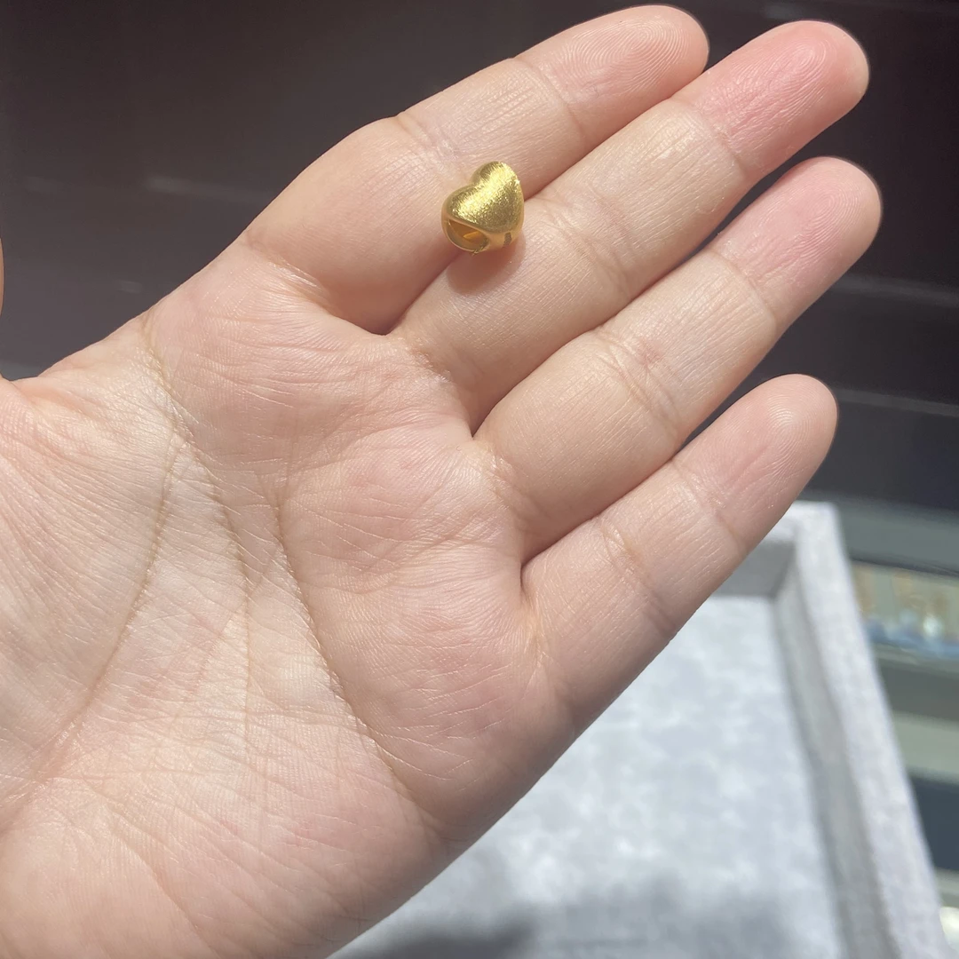 足金999 转运珠 精品爱心通孔 0.470