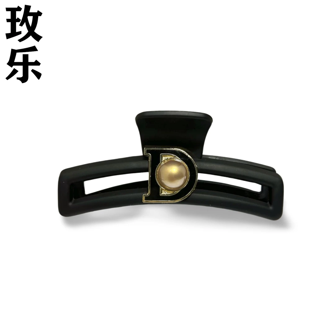 黑色磨砂梯型D珠珠抓夹气质网红百搭复古简约后脑勺鲨鱼夹发卡ins