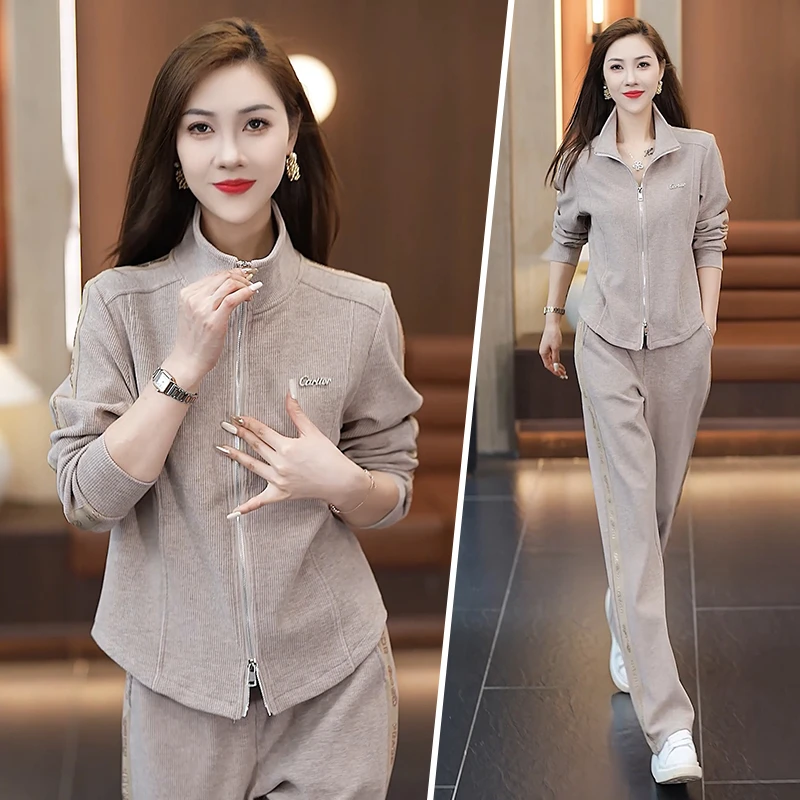 运动服套装女春秋高级感立领开衫卫衣洋气减龄宽松显瘦休闲两件套