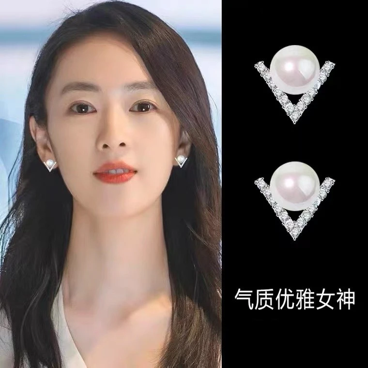 925银耳饰 仿珍珠耳钉女2025法式轻奢小众百搭气质高级感耳环耳饰