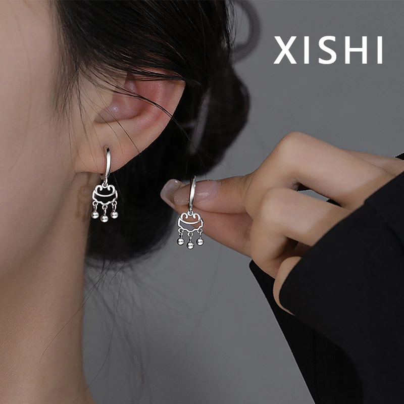 925银耳饰 祥云平安锁耳圈女款小众设计高级感耳环百搭养耳洞耳钉