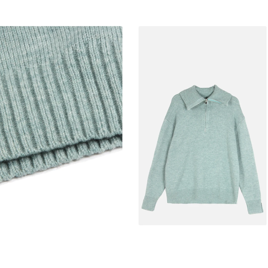 凯特丝蓓244#【美拉】翻领半拉链宽松休闲针织衫毛衣