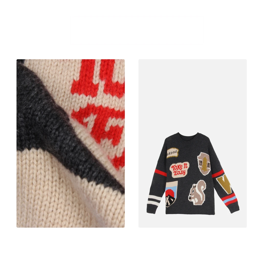 凯特丝蓓#954复古设计感松鼠印花可爱毛衣秋冬新款