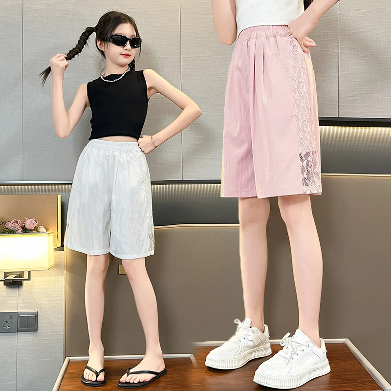 女童短裤夏季薄款儿童洋气山本裤宽松裤子休闲裤中大童冰丝五分裤