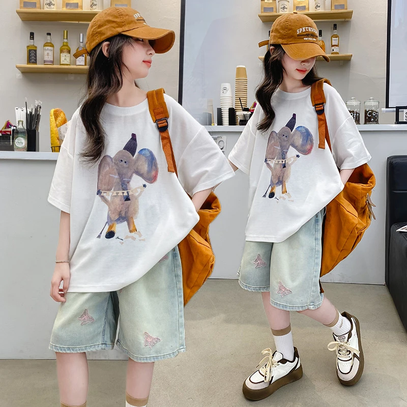 女童裤子夏装休闲时尚儿童牛仔短裤夏季薄款百搭中裤女大童五分裤