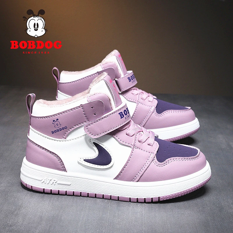 巴布豆加绒二棉加厚百搭板鞋秋冬儿童休闲运动鞋保暖鞋大童女童鞋