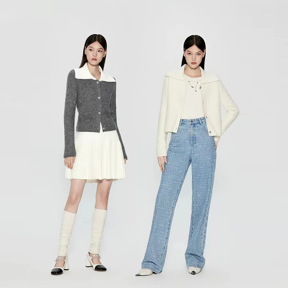 1205【毛衣】珠片纱小香风针织外套女 2025新款春装毛衣法式气质