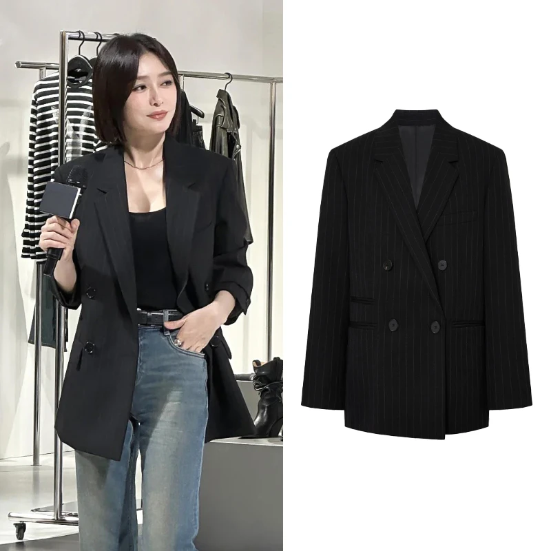 1053【M】西装2024年冬季新品绵羊毛绒面肌理中性垫肩廓形长袖外套