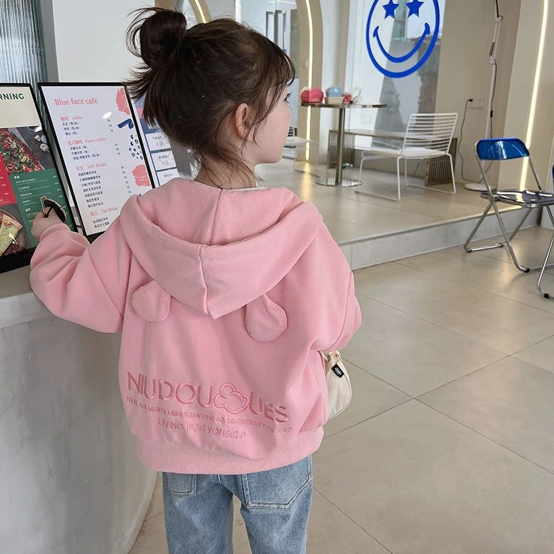 女童外套连帽卫衣春秋2022新款韩版洋气时髦儿童衣服休闲开衫
