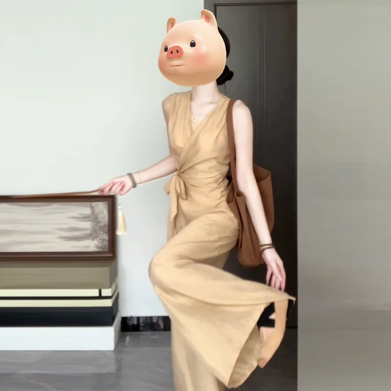 4262无袖背心连衣裙子夏季女装法式轻熟风高级感穿搭套装长裙