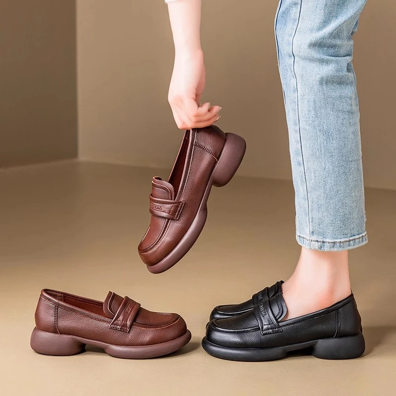 真皮软底舒适乐福鞋女时尚防滑百搭气质小众单鞋女款2025新款爆款