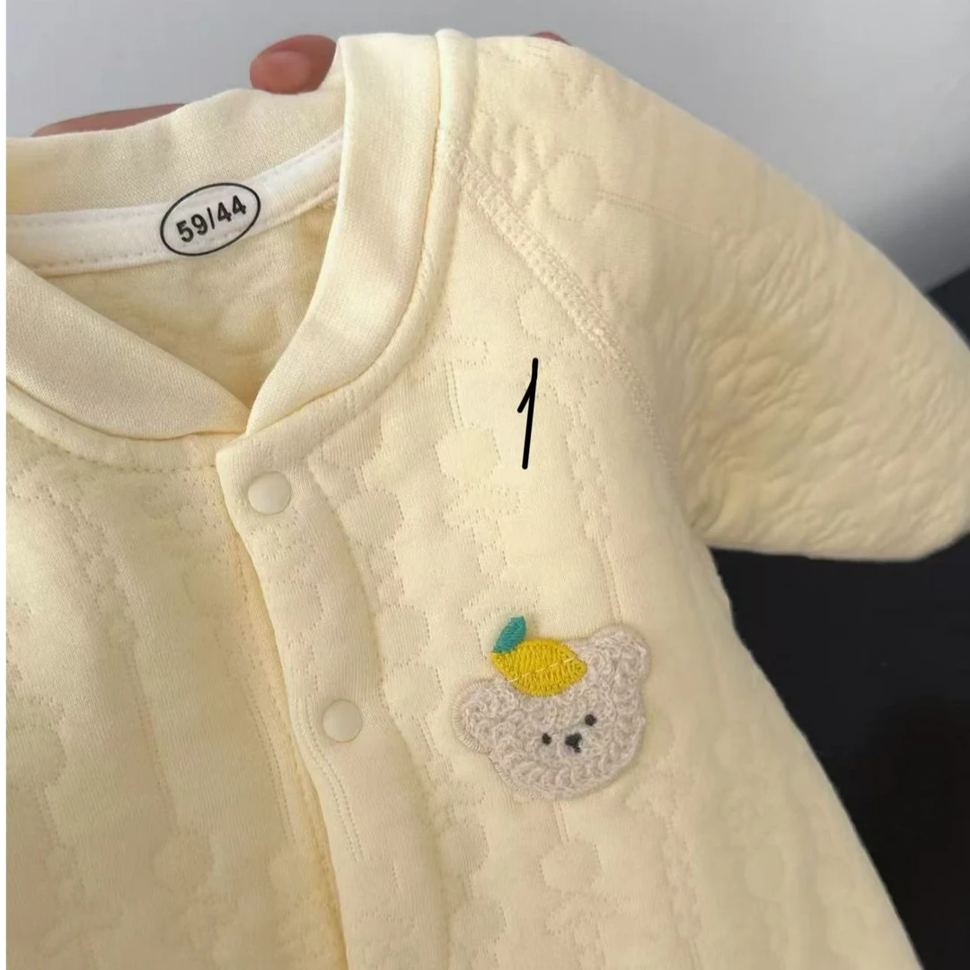 文艺小兔棉毛带帽偏开连体闭裆哈衣