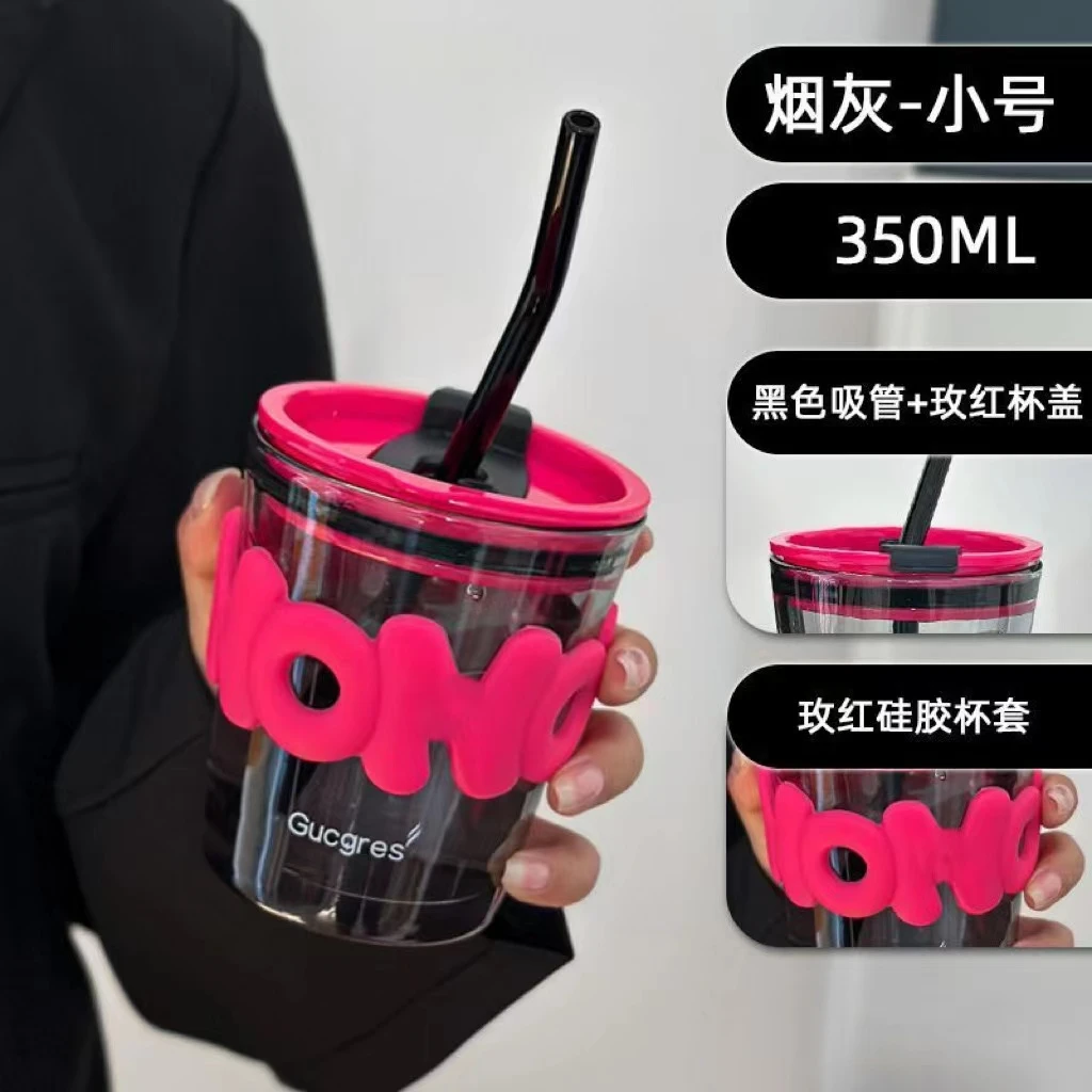 高颜值ins风夏季必备水杯玻璃杯吸管杯福利杯子竹节杯