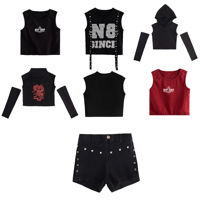 爵士舞服装女童炸街jazz走秀演出服女团舞蹈表演服儿童潮酷练功服