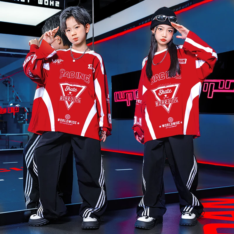 儿童街舞演出服中大男童女童爵士跳舞帅气地板舞架子鼓hiphop套装