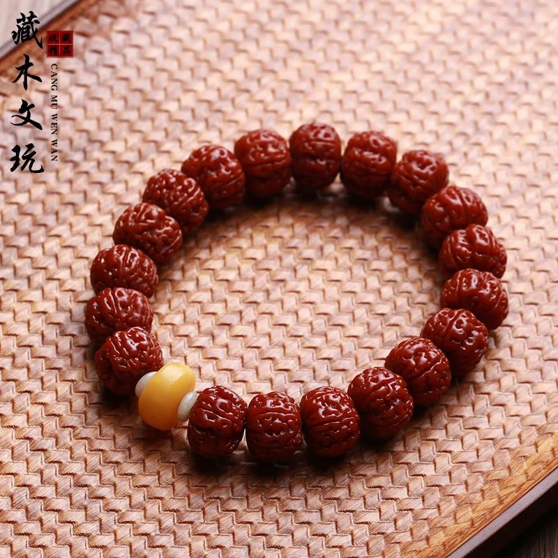 保真天然机刷玉化五瓣菩提子小金刚蜜蜡款包浆男女百搭文玩手串