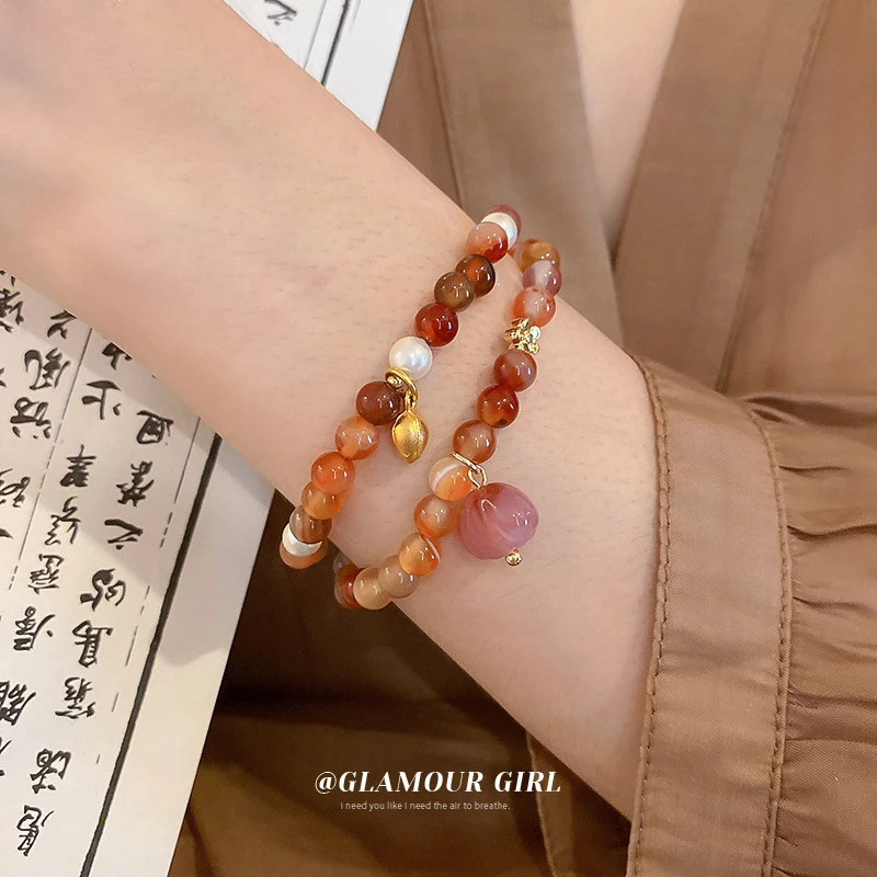 【品牌】圆珠花朵弹力手链时尚甜美设计感手串轻奢小众气质优雅女