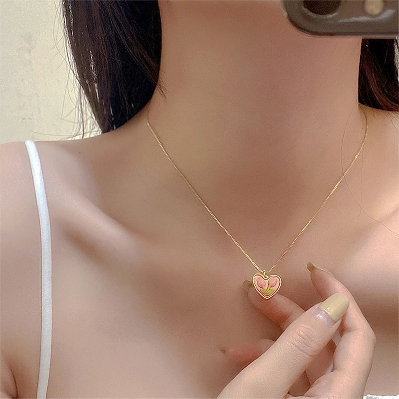 【品牌】花朵爱心珠珠项链法式少女心甜美锁骨链时尚个性百搭气质