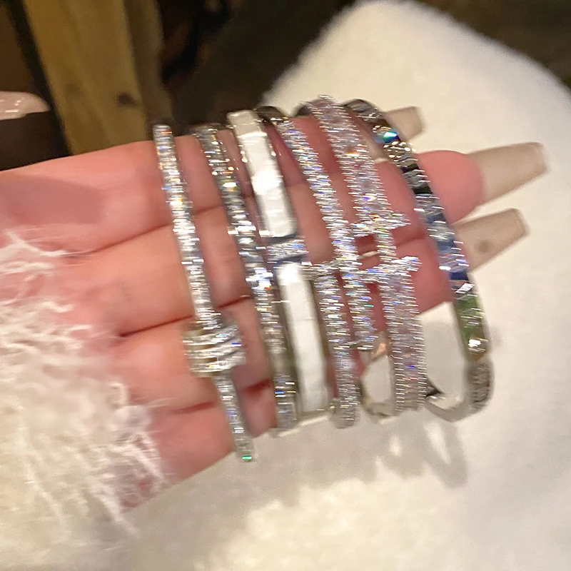 【品牌】朱砂真金电镀锆石几何手镯气质简约感手环时尚设计网红优雅