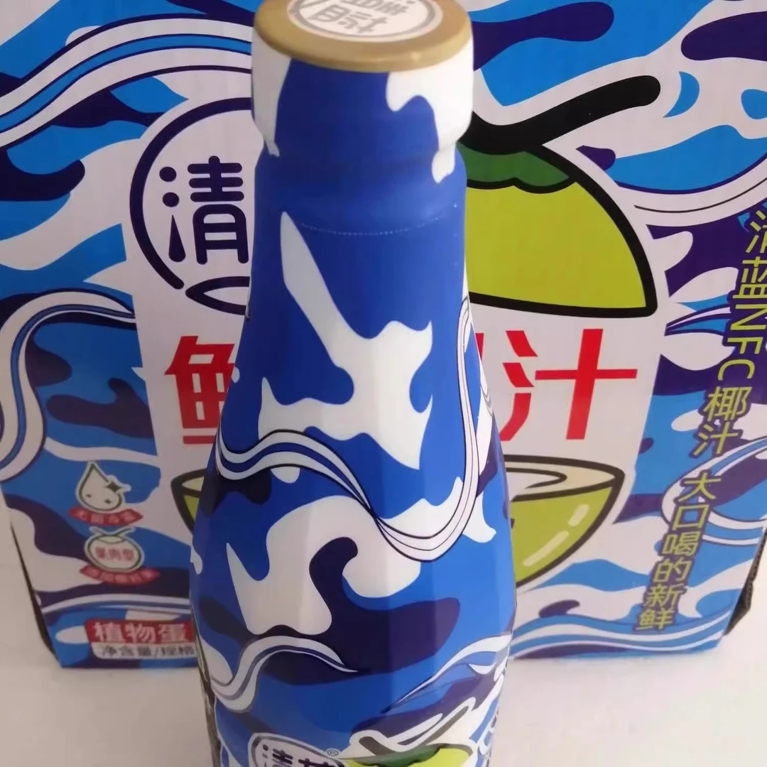 清蓝生榨椰汁1.25L饮料NFC鲜椰汁大瓶椰果椰子汁饮品宴会聚会迷彩
