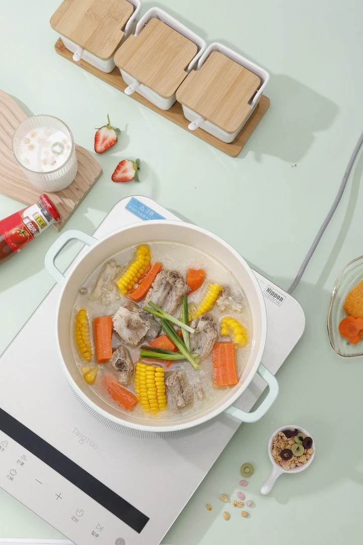 外贸高货鹅卵石珐琅贝瓷不粘锅24cm炖煮多功能料理锅